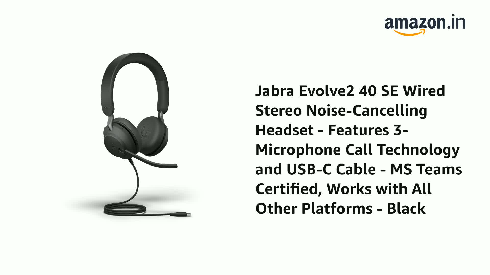 Jabra Evolve2 40 SE Wired Stereo Noise-Cancelling Headset